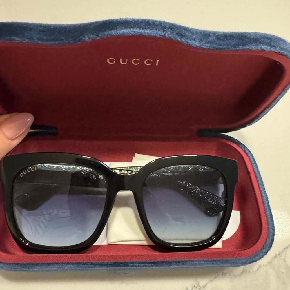 Gucci Black Square Sunglasses with Gradient Lenses